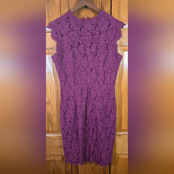 Miusol Retro Lace Sleeveless Formal Scoop Classic Floral Midi Lined Dress Wine L - Picture 1 of 4